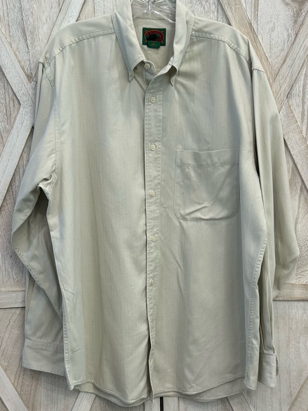 Vintage 90s Boston Traders Herringbone Button-Down Shirt Men’s Large Khaki